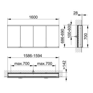 Зеркальный шкаф Keuco Royal Modular 800400160100400 160 см